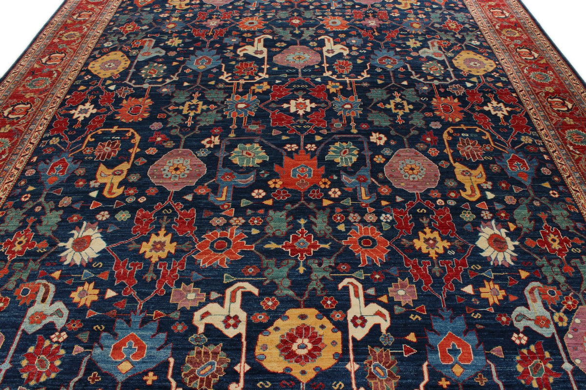 10x14 Navy and Red Anatolian Traditional Rug