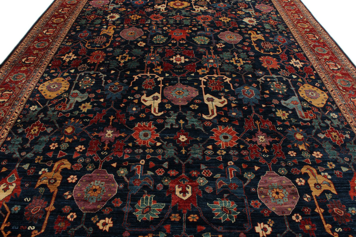 10x14 Navy and Red Anatolian Traditional Rug