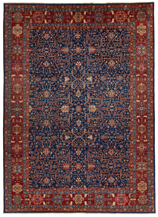 10x14 Navy and Red Anatolian Traditional Rug