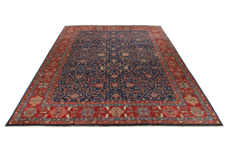 10x14 Navy and Red Anatolian Traditional Rug