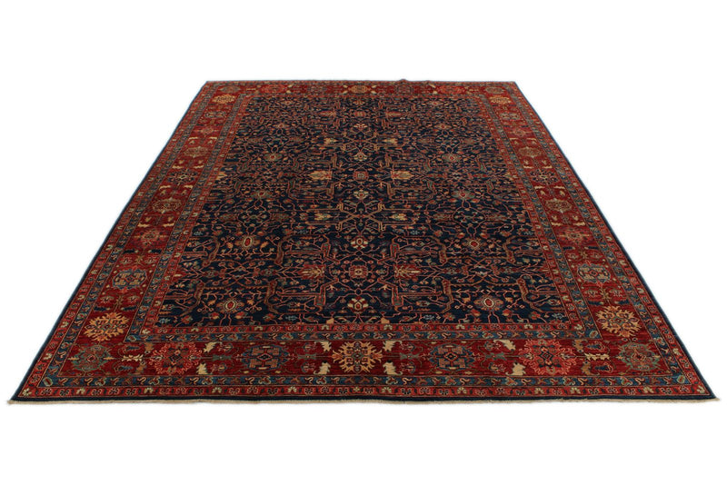 10x14 Navy and Red Anatolian Traditional Rug