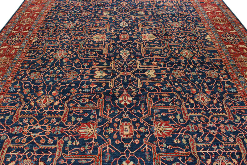 10x14 Navy and Red Anatolian Traditional Rug