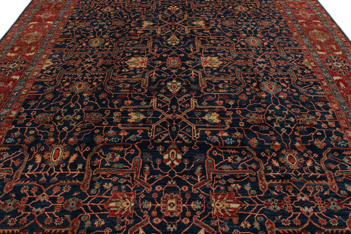 10x14 Navy and Red Anatolian Traditional Rug