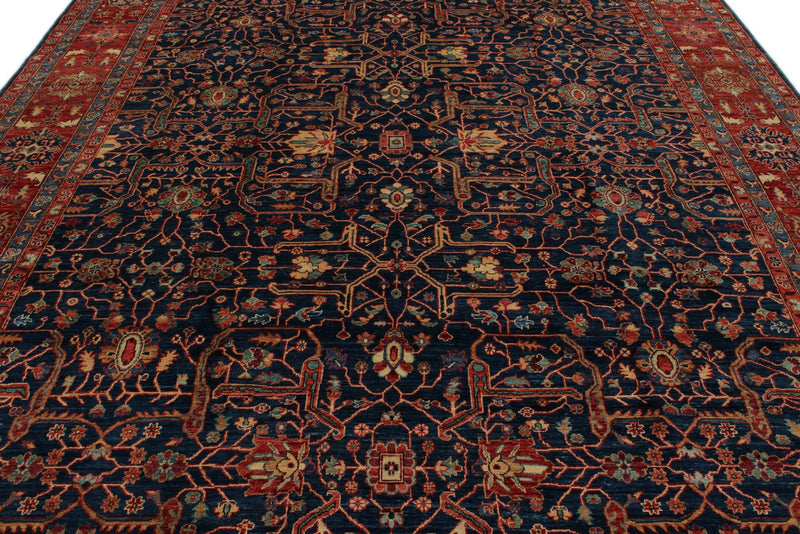 10x14 Navy and Red Anatolian Traditional Rug