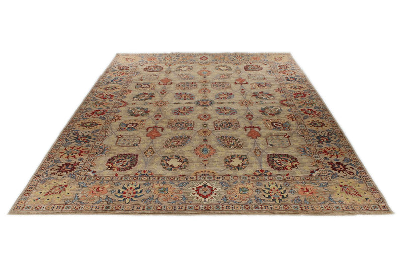 10x13 Light Brown and Multicolor Anatolian Traditional Rug