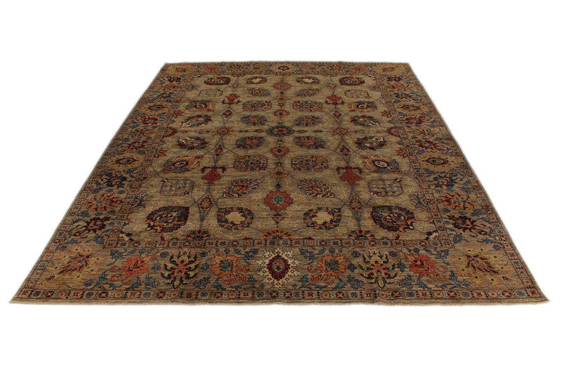 10x13 Light Brown and Multicolor Anatolian Traditional Rug