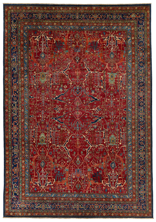 10x14 Red and Navy Anatolian Traditional Rug