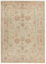10x14 Ivory and Ivory Turkish Oushak Rug