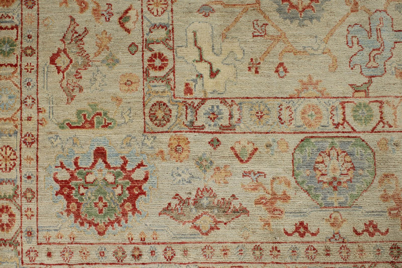 10x14 Ivory and Ivory Turkish Oushak Rug