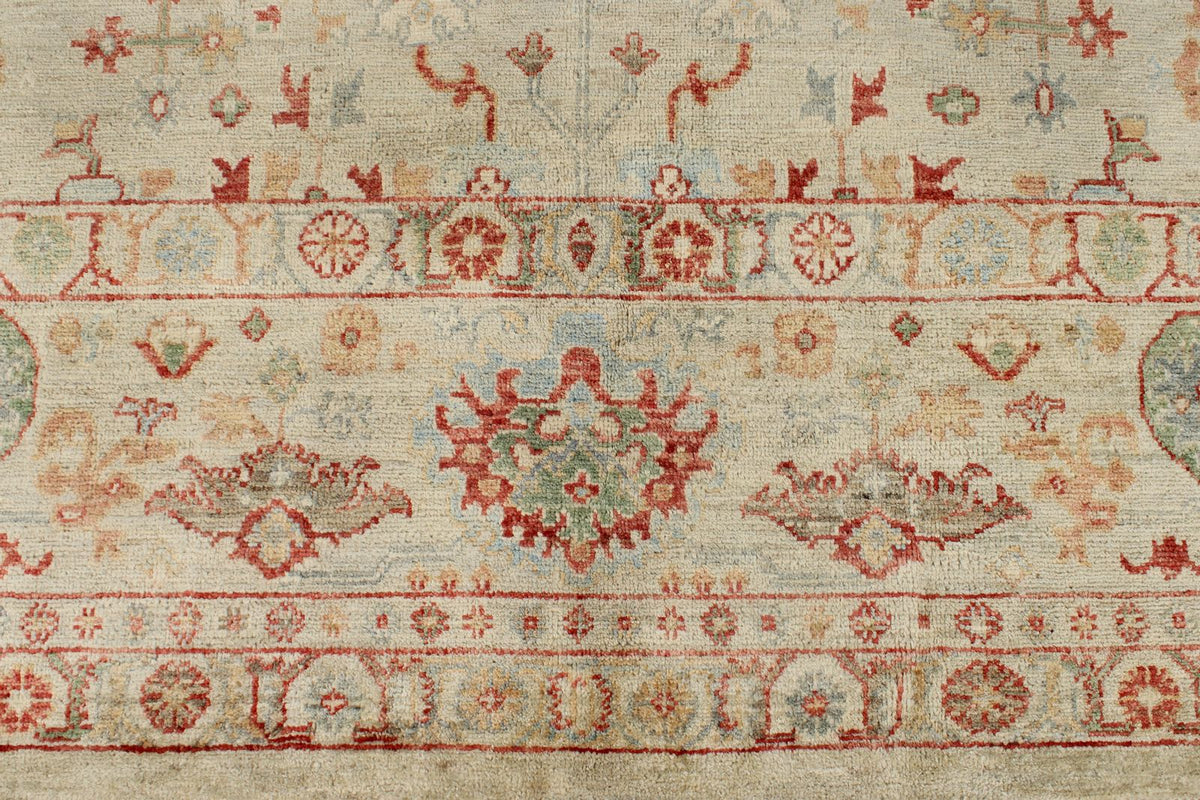 10x14 Ivory and Ivory Turkish Oushak Rug