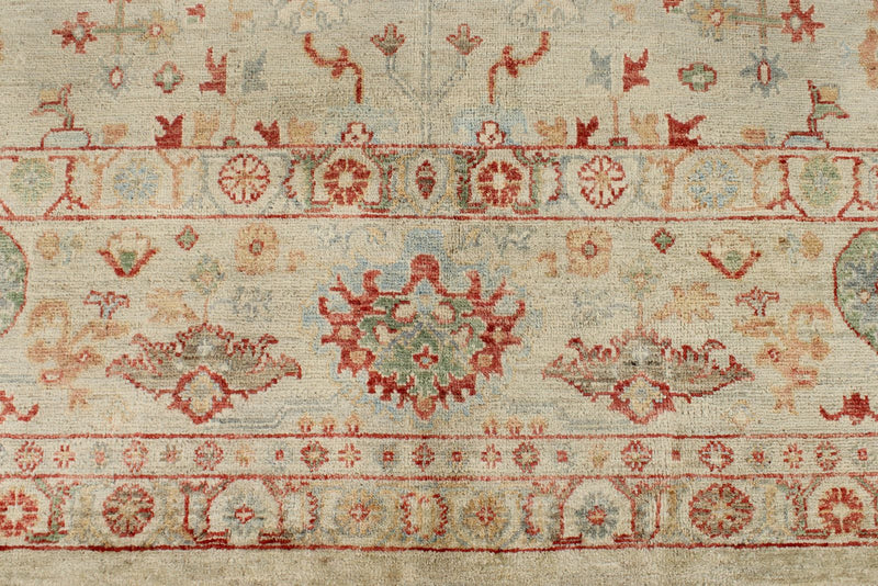 10x14 Ivory and Ivory Turkish Oushak Rug