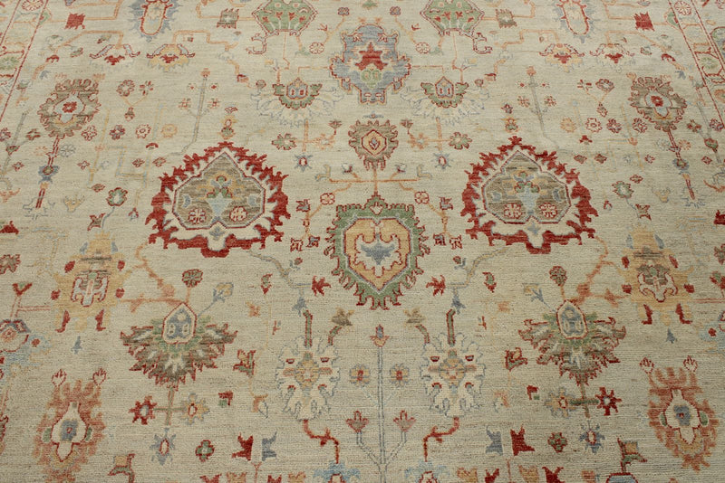 10x14 Ivory and Ivory Turkish Oushak Rug