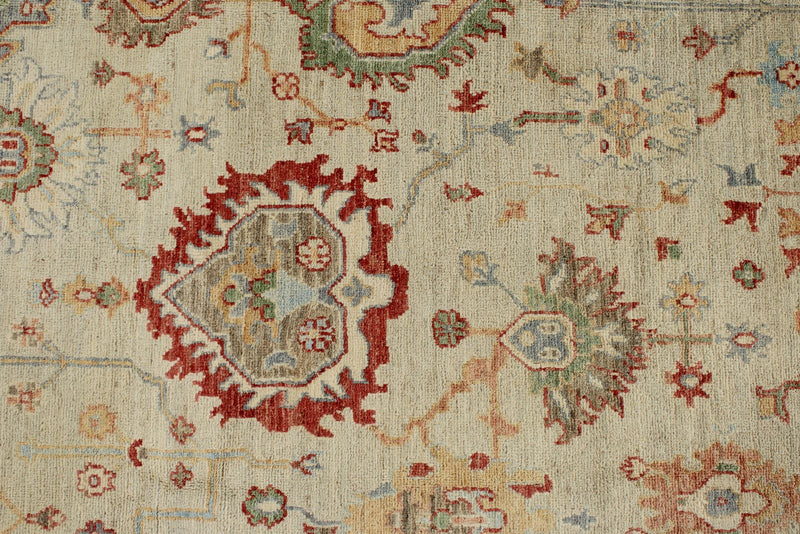 10x14 Ivory and Ivory Turkish Oushak Rug
