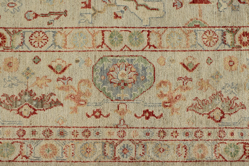 10x14 Ivory and Ivory Turkish Oushak Rug