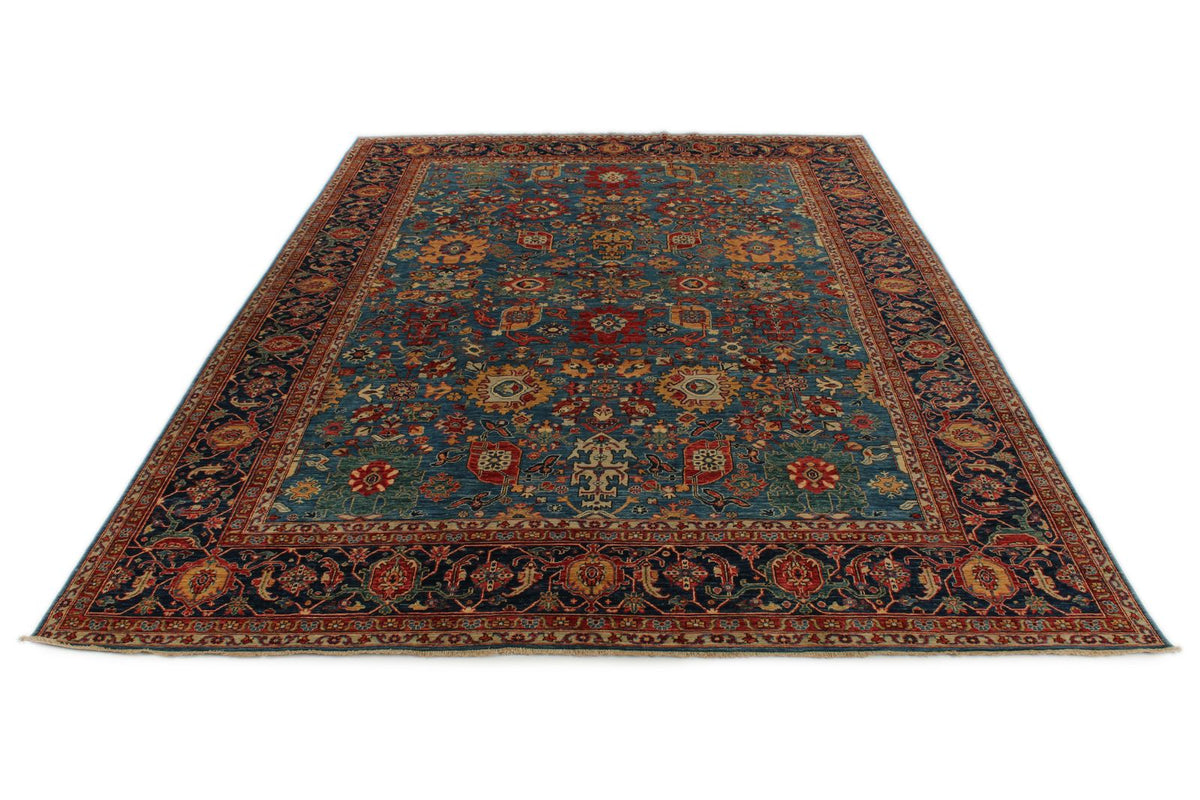 10x14 Light Blue and Navy Anatolian Traditional Rug