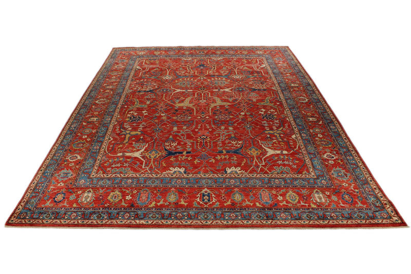 10x13 Red and Multicolor Anatolian Traditional Rug