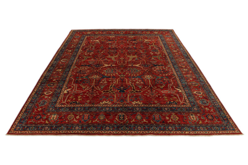 10x13 Red and Multicolor Anatolian Traditional Rug