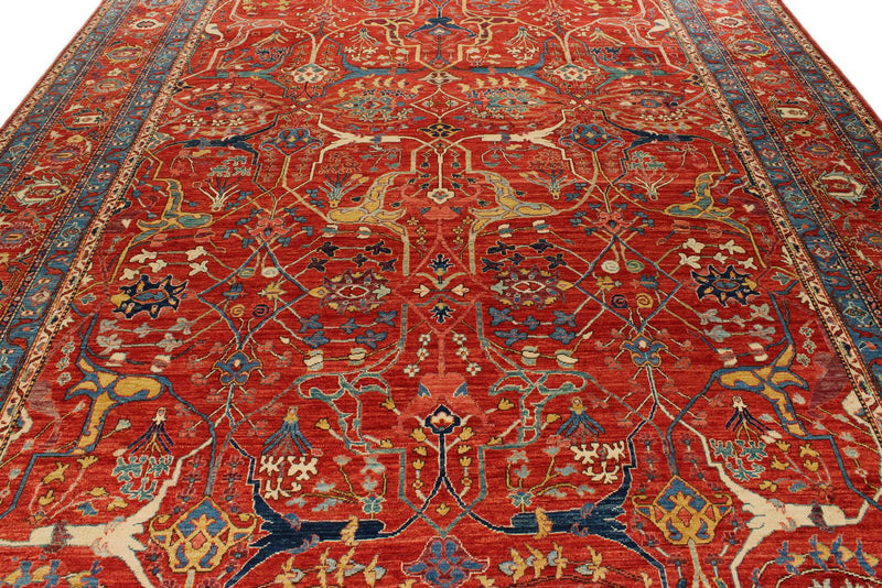 10x13 Red and Multicolor Anatolian Traditional Rug