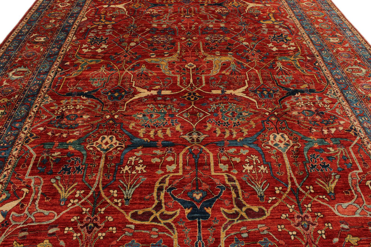 10x13 Red and Multicolor Anatolian Traditional Rug