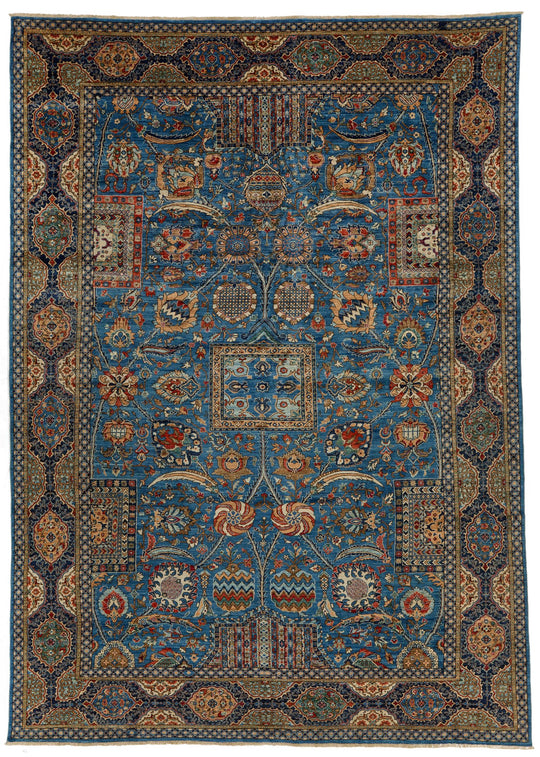 10x14 Light Blue and Multicolor Anatolian Traditional Rug