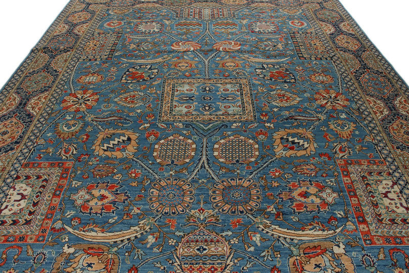 10x14 Light Blue and Multicolor Anatolian Traditional Rug