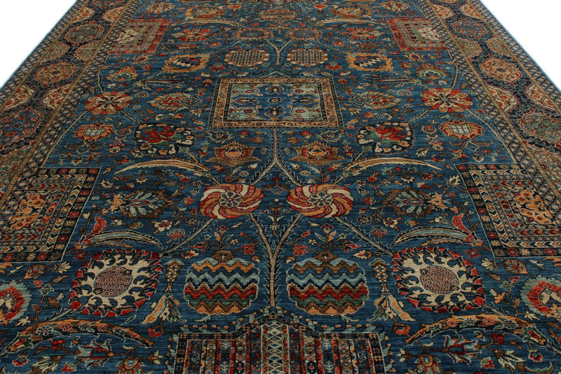 10x14 Light Blue and Multicolor Anatolian Traditional Rug
