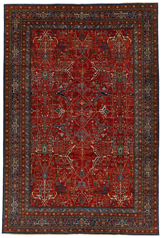 10x14 Red and Navy Anatolian Traditional Rug