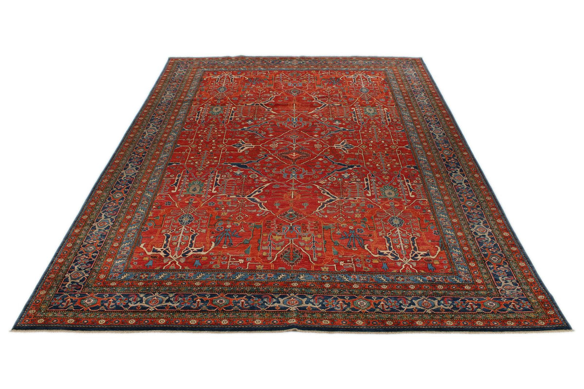 10x14 Red and Navy Anatolian Traditional Rug