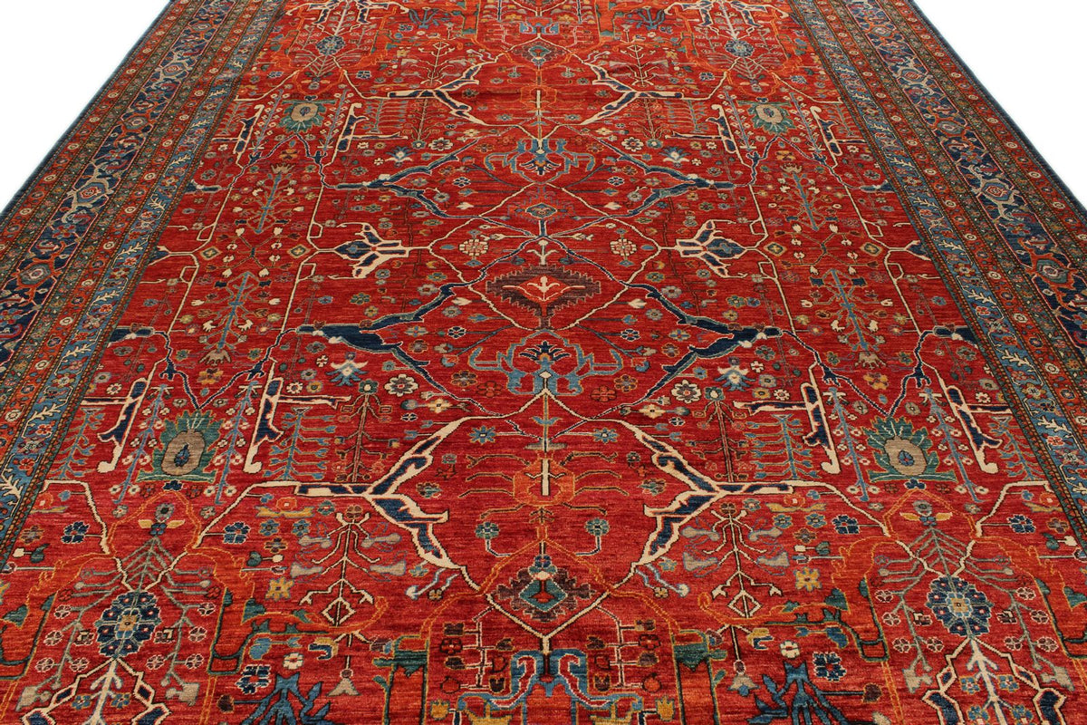 10x14 Red and Navy Anatolian Traditional Rug