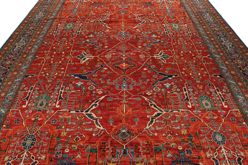 10x14 Red and Navy Anatolian Traditional Rug