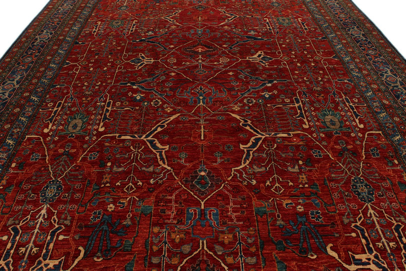10x14 Red and Navy Anatolian Traditional Rug