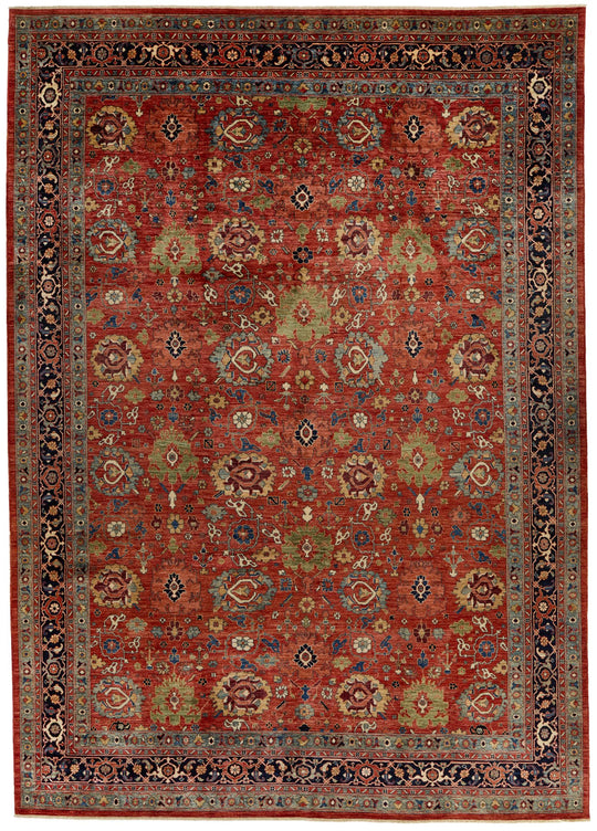 10x14 Rust and Navy Anatolian Traditional Rug