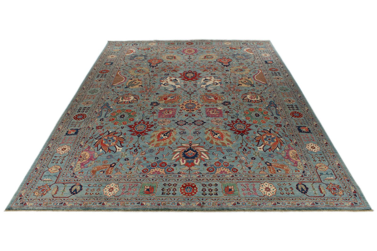 10x14 Light Blue and Multicolor Anatolian Traditional Rug