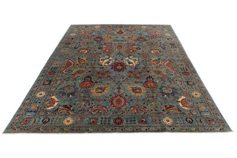 10x14 Light Blue and Multicolor Anatolian Traditional Rug