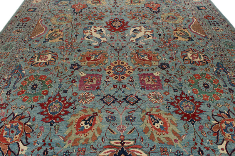10x14 Light Blue and Multicolor Anatolian Traditional Rug
