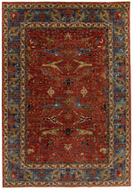 10x14 Rust and Light Blue Anatolian Traditional Rug
