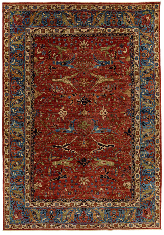 10x14 Rust and Light Blue Anatolian Traditional Rug