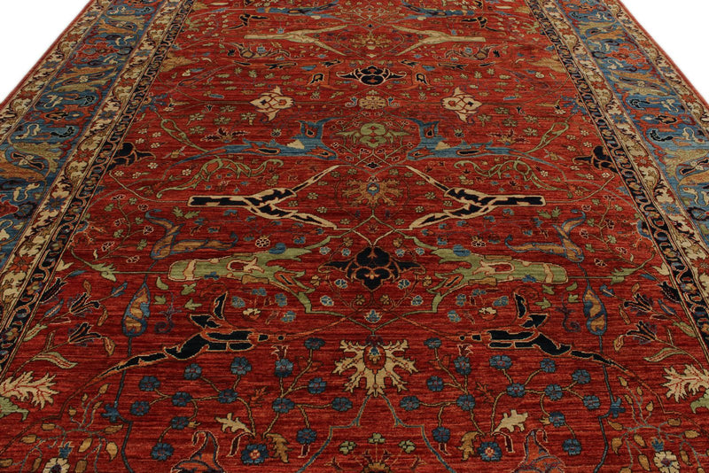 10x14 Rust and Light Blue Anatolian Traditional Rug