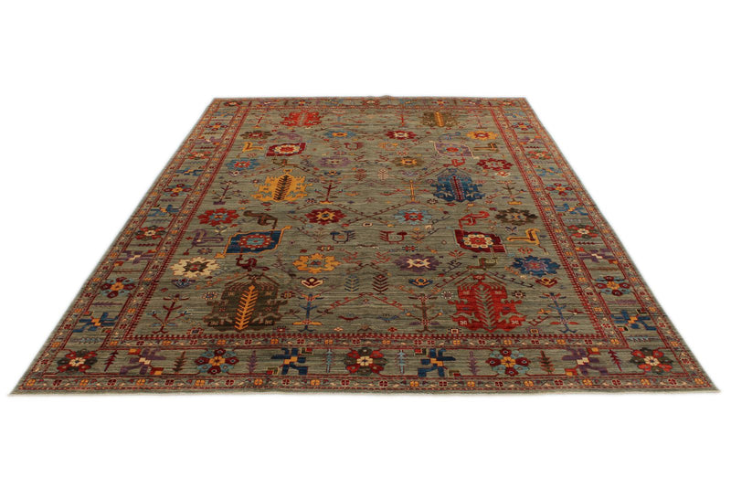 10x13 Gray and Multicolor Anatolian Traditional Rug
