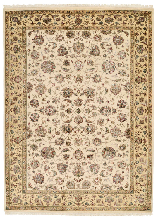 5x7 Ivory and Beige Turkish Silk Rug