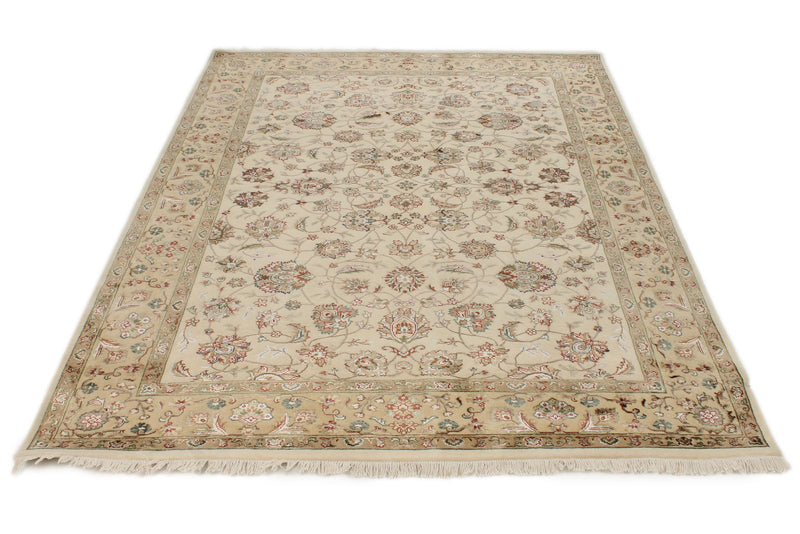 5x7 Ivory and Beige Turkish Silk Rug