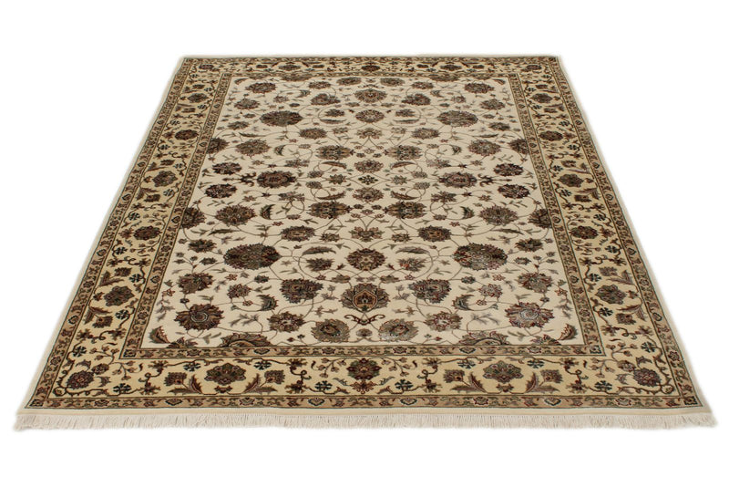 5x7 Ivory and Beige Turkish Silk Rug