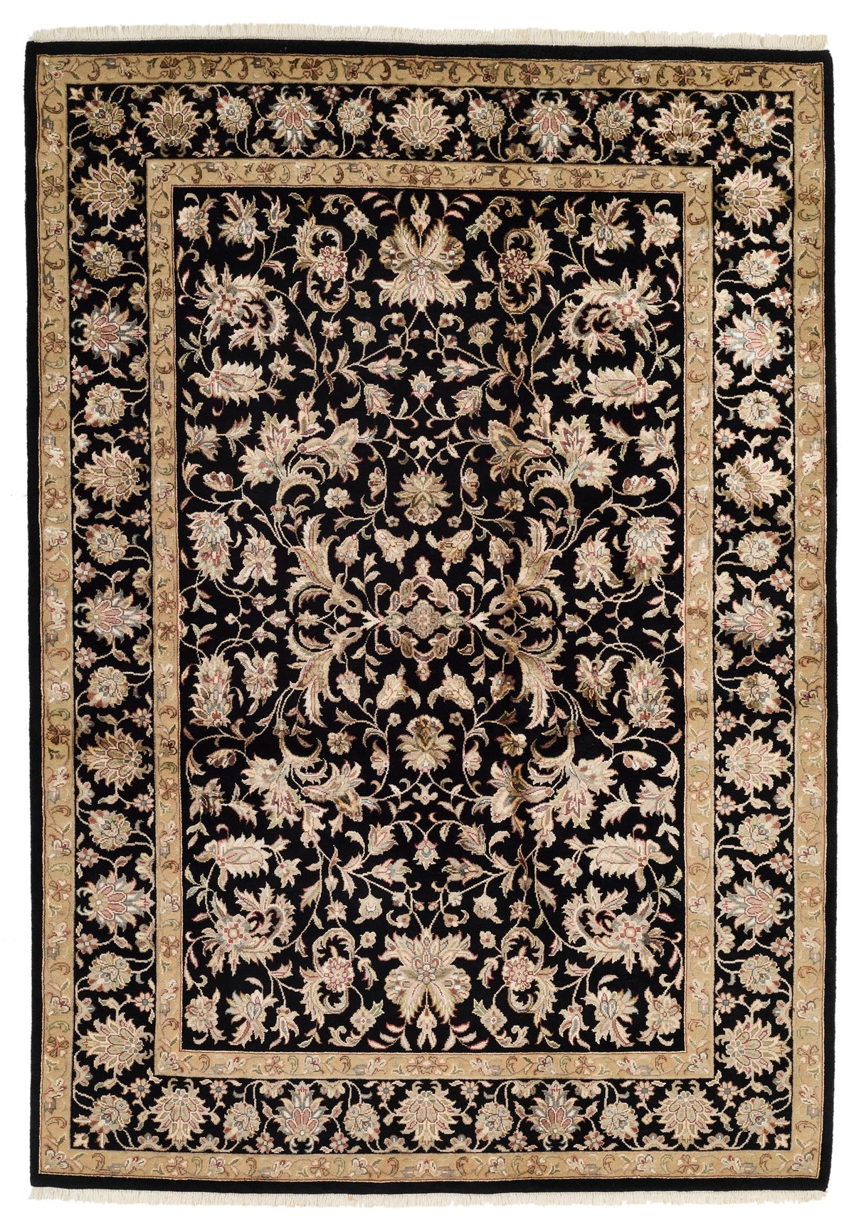 5x7 Black and Black Turkish Silk Rug