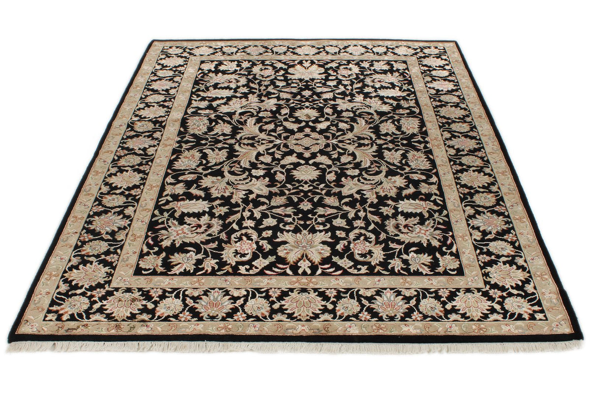 5x7 Black and Black Turkish Silk Rug