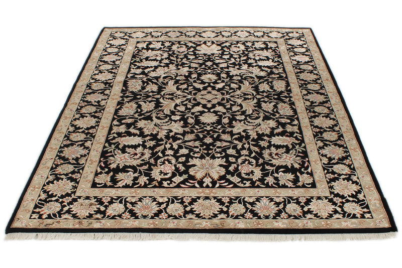 5x7 Black and Black Turkish Silk Rug
