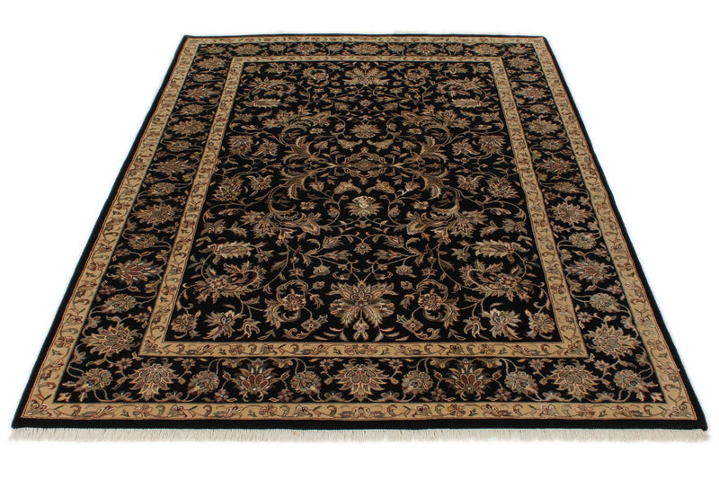 5x7 Black and Black Turkish Silk Rug