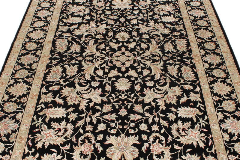 5x7 Black and Black Turkish Silk Rug