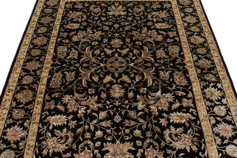 5x7 Black and Black Turkish Silk Rug