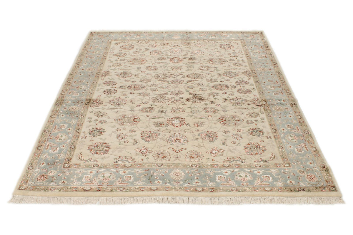 5x7 Ivory and Light Blue  Turkish Silk Rug