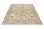 5x7 Ivory and Light Blue  Turkish Silk Rug